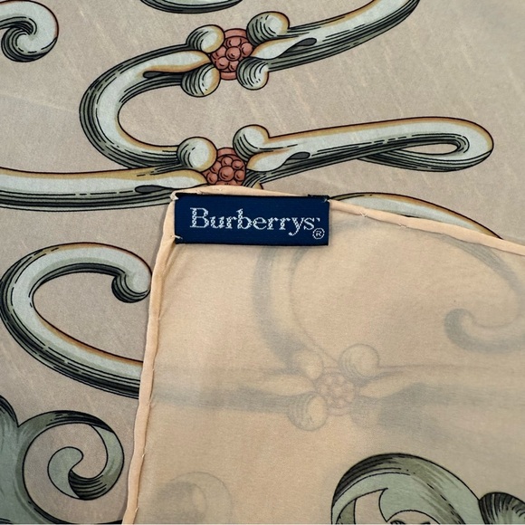 Authentic Burberrys Cream Floral Silk Scarf - Picture 7 of 8